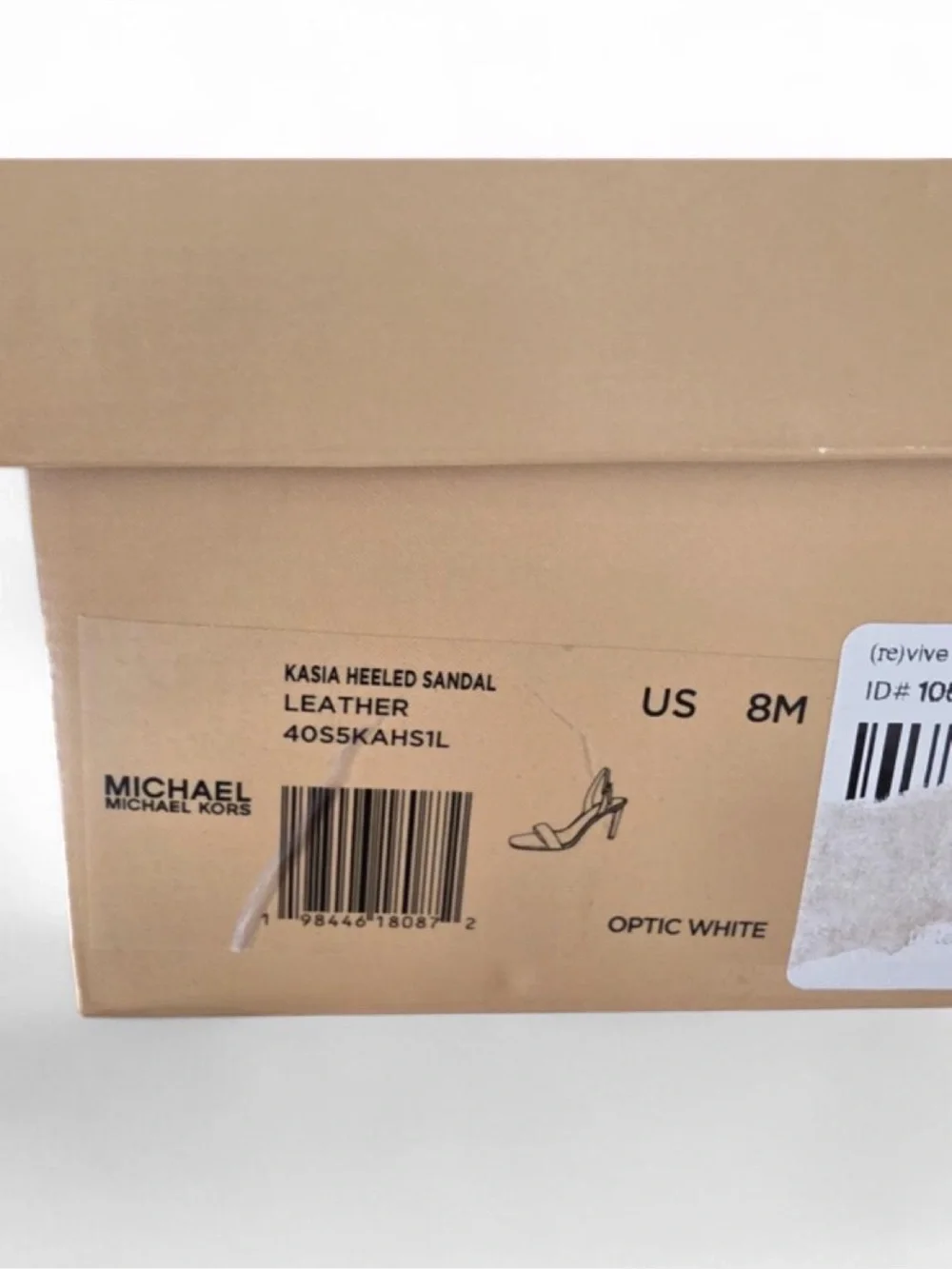 Michael Kors White Slingback Sandal with Tan Insole and Red Wrapped Heel